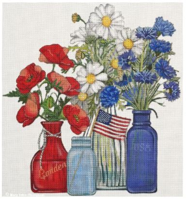 click here to view larger image of Red White and Blue Bouquet (hand painted canvases)