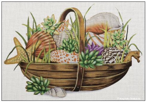 click here to view larger image of Shell Basket (hand painted canvases)