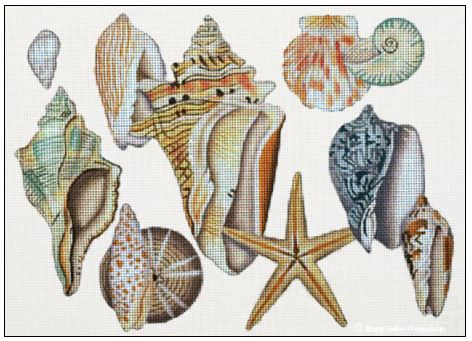 click here to view larger image of Sea Shells (hand painted canvases)