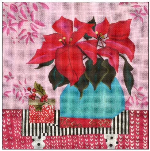 click here to view larger image of Christmas Poinsettia (hand painted canvases)