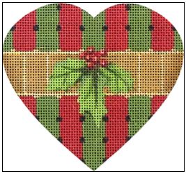 click here to view larger image of Striped Holly Heart (hand painted canvases)