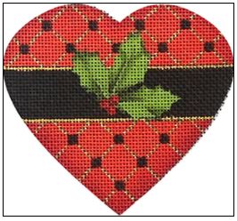 click here to view larger image of Trellis Holly Heart (hand painted canvases)