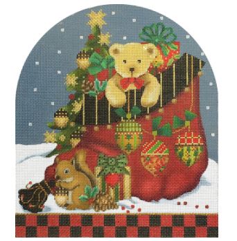 click here to view larger image of Acorn Santa Bag (hand painted canvases)