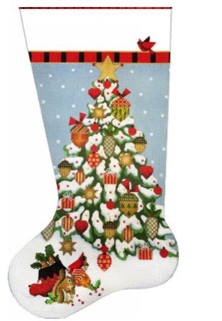 click here to view larger image of Acorn Tree Stocking (hand painted canvases)