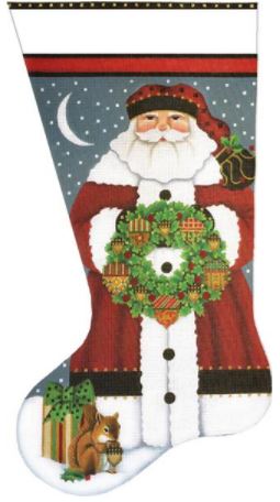 click here to view larger image of Acorn Santa Sock (hand painted canvases)
