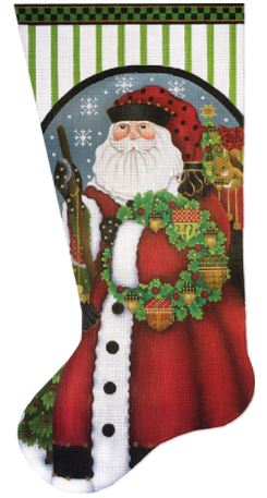 click here to view larger image of Fancy Acorn Santa Sock (hand painted canvases)