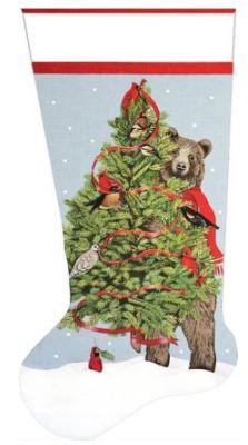 click here to view larger image of Bear Tree Stocking (hand painted canvases)