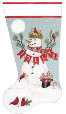 click here to view larger image of Jolly Snowman Stocking (hand painted canvases)