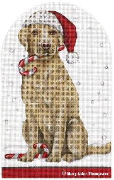 click here to view larger image of Candy Cane Yellow Lab (hand painted canvases)
