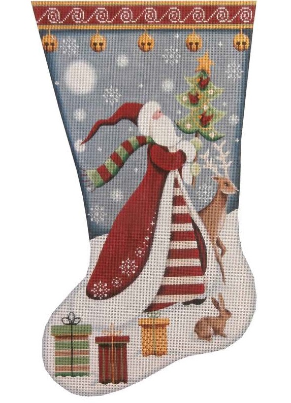 click here to view larger image of Folk Santa Stocking (hand painted canvases)