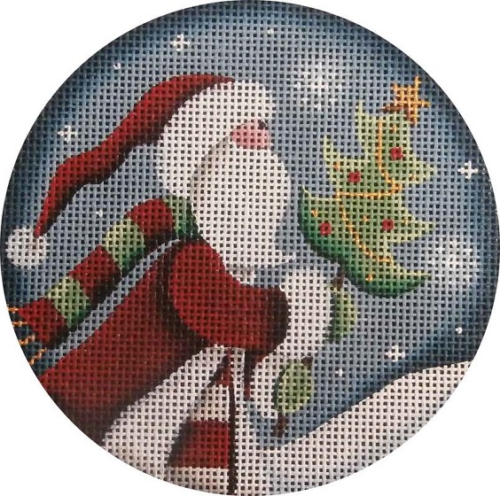 click here to view larger image of Folk Santa Ornament (hand painted canvases)