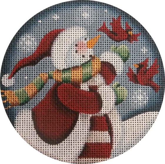 click here to view larger image of Folk Snowman Ornament (hand painted canvases)