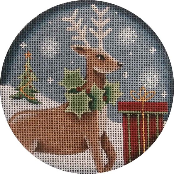click here to view larger image of Folk Reindeer Ornament (hand painted canvases)