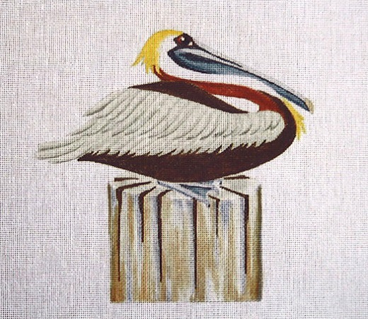 click here to view larger image of Pelican on Piling (hand painted canvases)