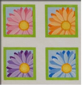 click here to view larger image of Crazy Daisy Square Coasters - Set of 4 (hand painted canvases)