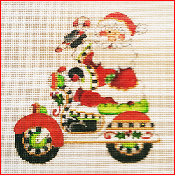 click here to view larger image of Santa on Christmas Motorcycle (hand painted canvases)