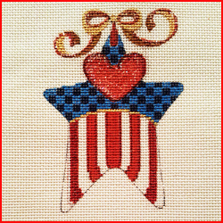 click here to view larger image of Patriotic Star Ornament (hand painted canvases)