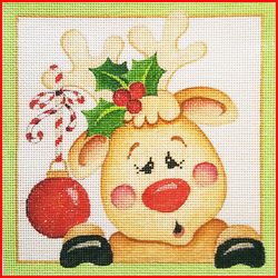 click here to view larger image of Christmas Reindeer Square (hand painted canvases)