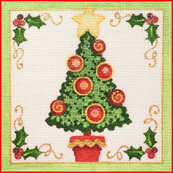 click here to view larger image of Christmas Tree Square (hand painted canvases)