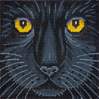 click here to view larger image of Black Cat Face - Large (hand painted canvases)