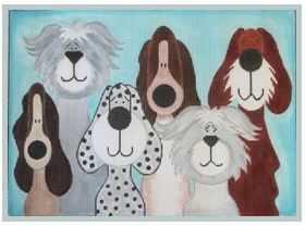 click here to view larger image of 6 Whimsical Dogs  - 13M (hand painted canvases)